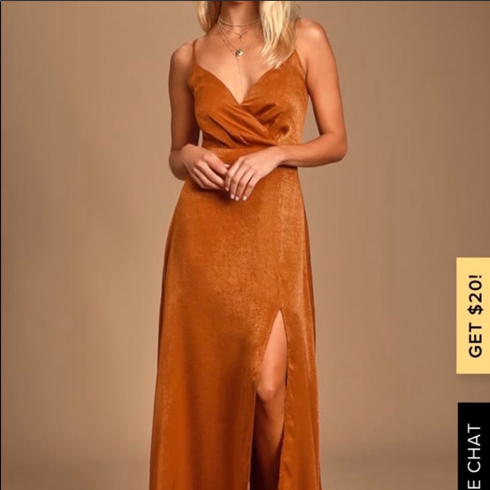 Constantine Rust Orange Satin Maxi Dress